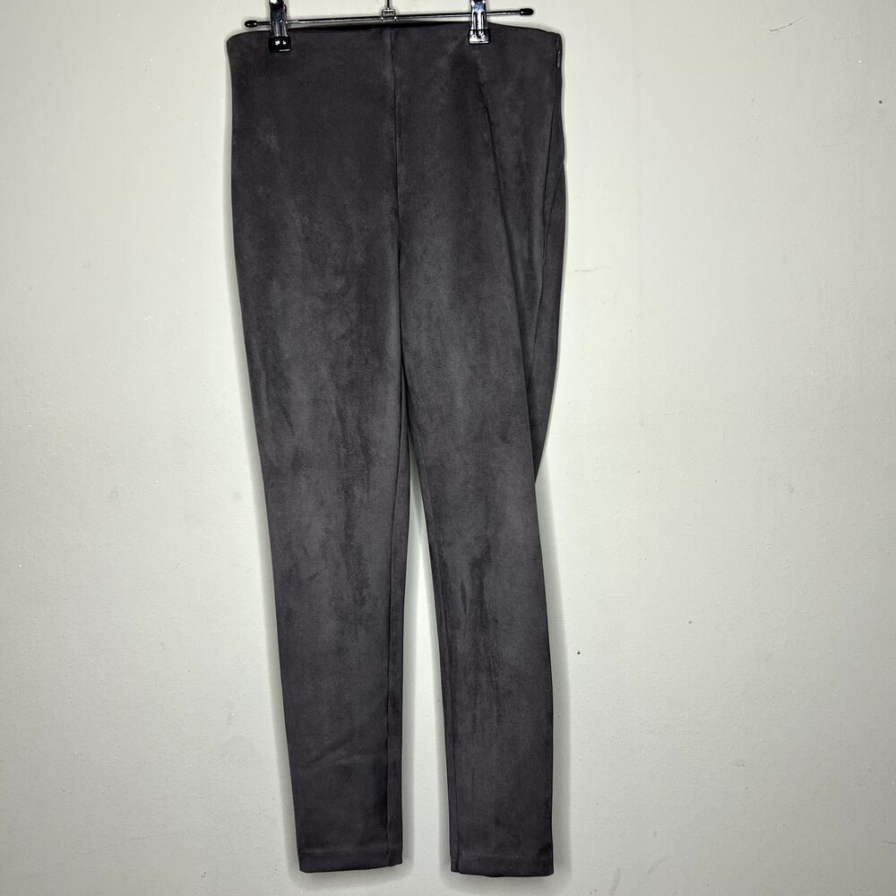 Ann Taylor Faux Suede Leggings Women Size 2 Gray Side Zip Slim Fit Stretch Pants